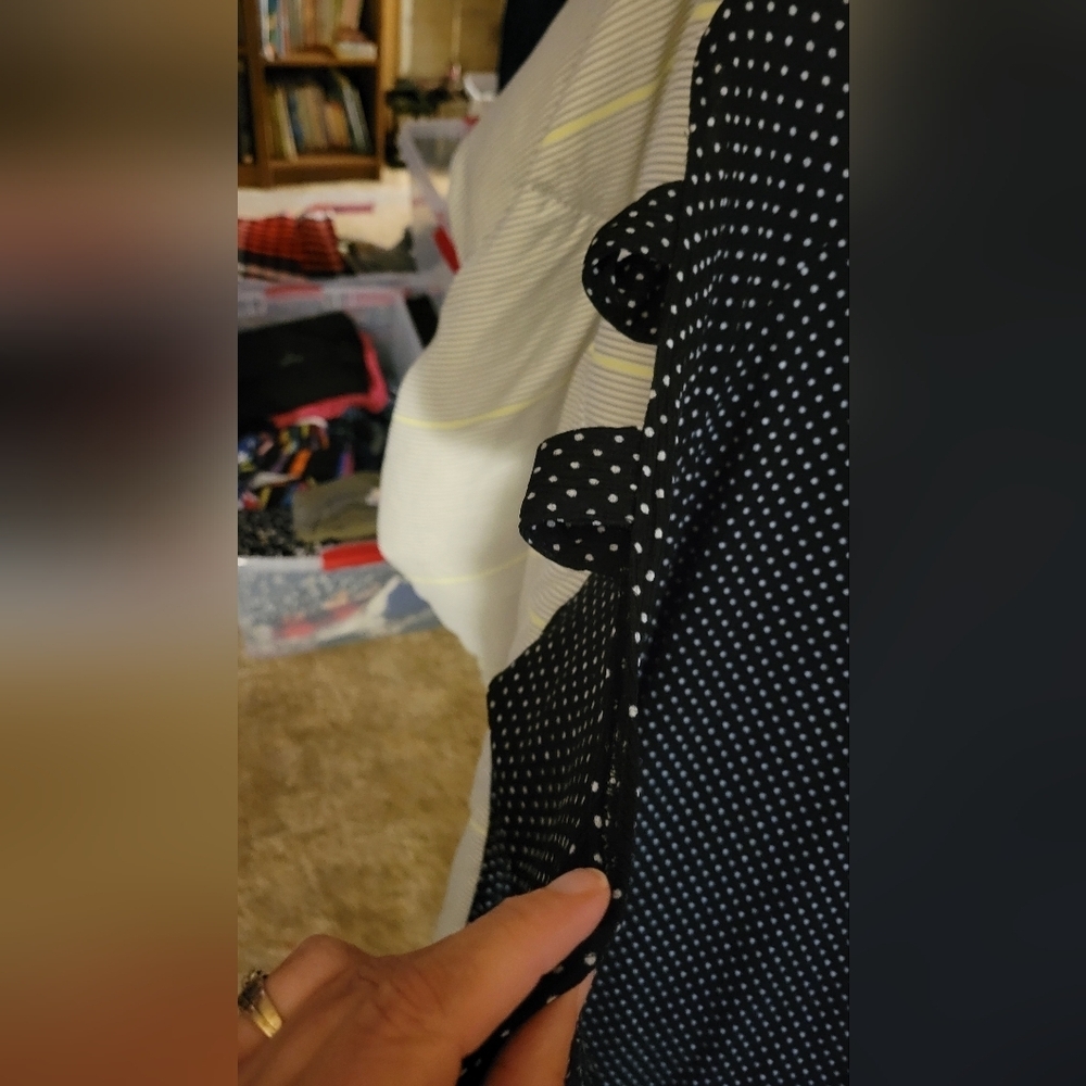FD Fred David 2X Black w White w Polka Dot Ooen 3/4 Sleeves - Picture 3 of 5